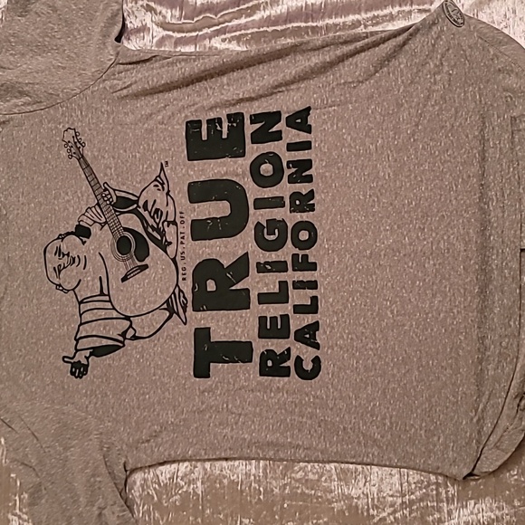 Bundle of 2 True Religion Women Large Short Sleeve Gray Shirts - Picture 3 of 6